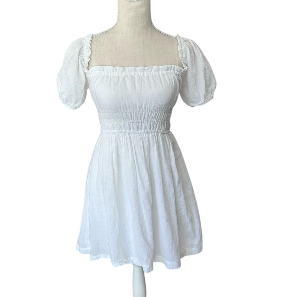 B.P. Dress Shirred Puff Sleeve Umpire Prairie White Nordstrom Women’s Size XXS